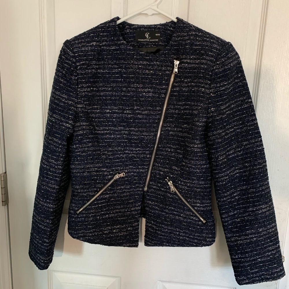 NWOT Tweed moto style blazer
